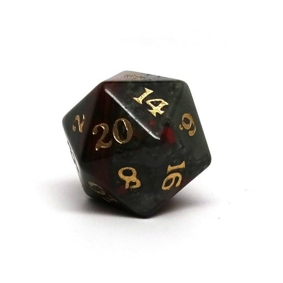 Easy Roller Dice d20 Signature Font - African Bloodstone w/Gold New
