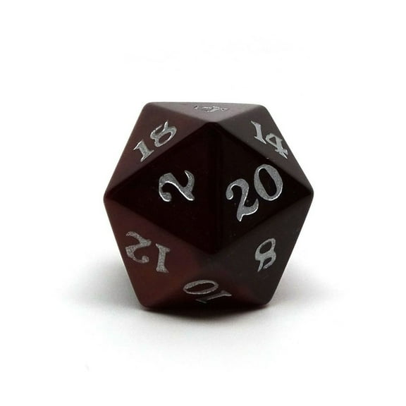 Easy Roller Dice d20 Signature Font - Red Tigers Eye w/Silver New