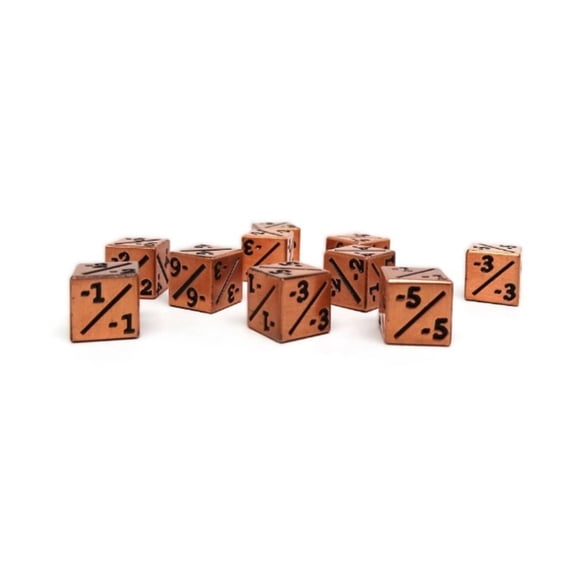 Easy Roller Dice d6 Metal Counter Dice - Legendary Copper, Minus (10) New