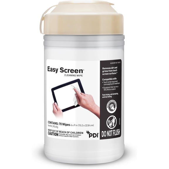 Easy Screen Cleaning Wipes, Electronic Screen Cleaning, Laptops, Monitors, Phone, Tablet, TV Screen Cleaning Wipe, 70 Wipes per Canister, Large 9"x 6" Durable Wipe