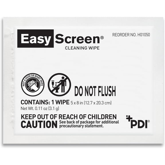 Easy Screen, Premium Screen Cleaning Wipes, Electronics, Touchscreens, and Glasses Cleaner, 50 Individual Packets Per Box, Large 5 x 8 Wipe