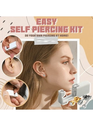 2 Pack Self Ear Piercing Gun Earring Disposable Piercing Kit No Pain Easy  Use Ear Piercing Gun Kit Tool with Stud (White) 
