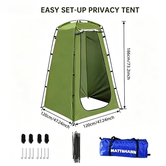 Easy‑Set‑up Privacy Changing Tent, Lightweight Portable Shower Tent, Waterproof Outdoor Shelter Tent with Storage Bag. Ideal for Beach, Surfing, Camping & Emergency Toilet Use.