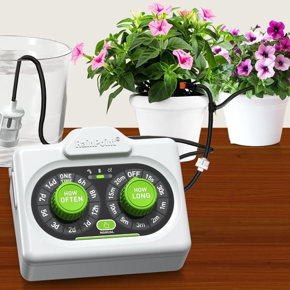 Easy-Setup Automatic Plant Waterer Indoor for Pot Plant Adjustable Water Output,Battery Powered Outdoor IP54 Waterproof Drip Irrigation System Device Kit Beginner-Friendly Water 10-15 Plants