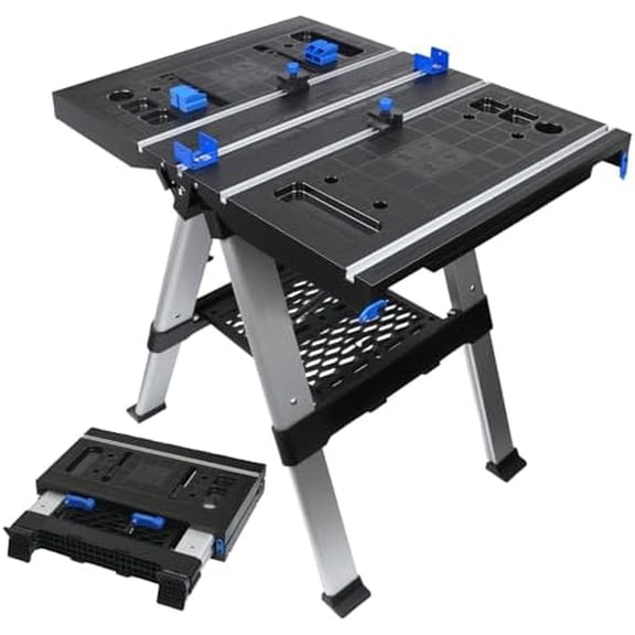 Easy Setup Portable Folding Workbench, Express Foldable Work Table, 32" W x 24" D x 32" H Lightweight Multifunctional Worktable with 1000 Lbs Load Capacity, Work Benches Suitable for Garage and Home