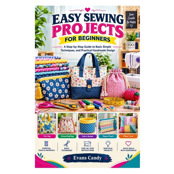 Easy Sewing Projects for Beginners: A Step-by-Step Guide to Basic Simple Techniques, and Practical Handmade Design, (Paperback)