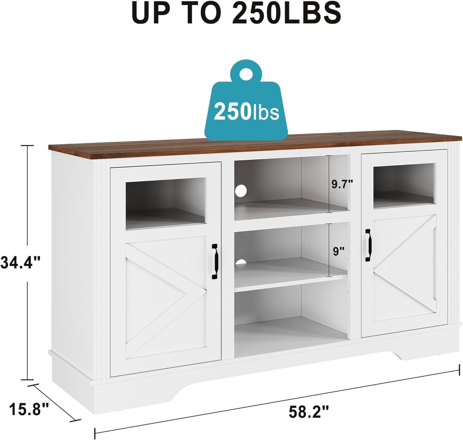 Easy Shopping Charming 34-Inch Tall Farmhouse TV Stand with LED Lights ...