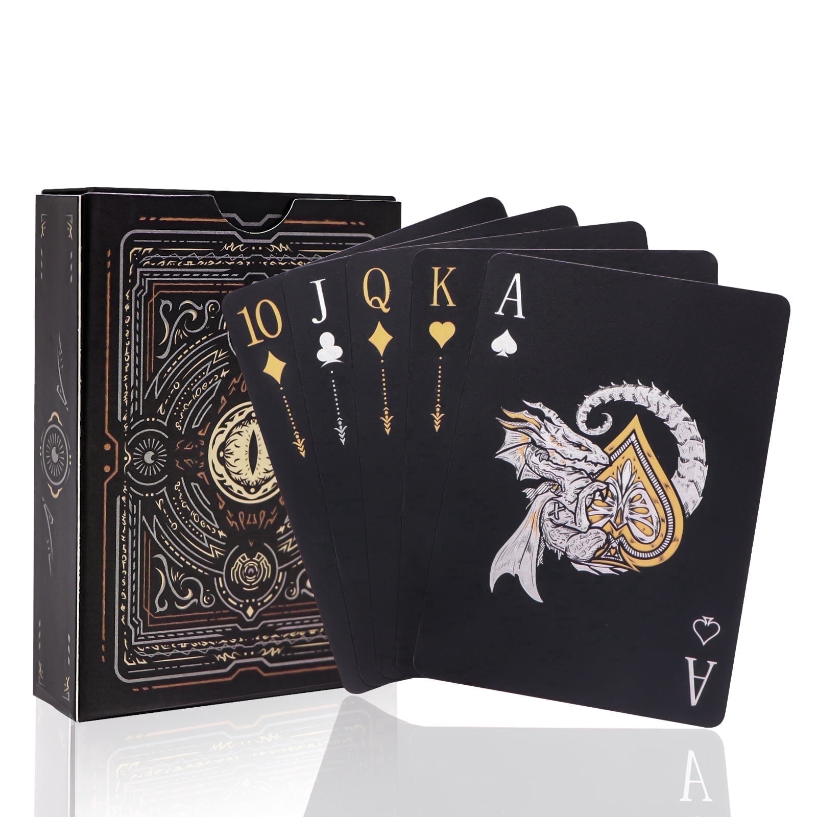 WJPC Waterproof Plastic Playing Cards, Black Dragon Design