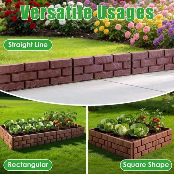Easy Snap-In Garden Edging, Flexible Stone-Look Landscape Border with Adjustable Angles for Flower Beds, Lawns, and Pathways