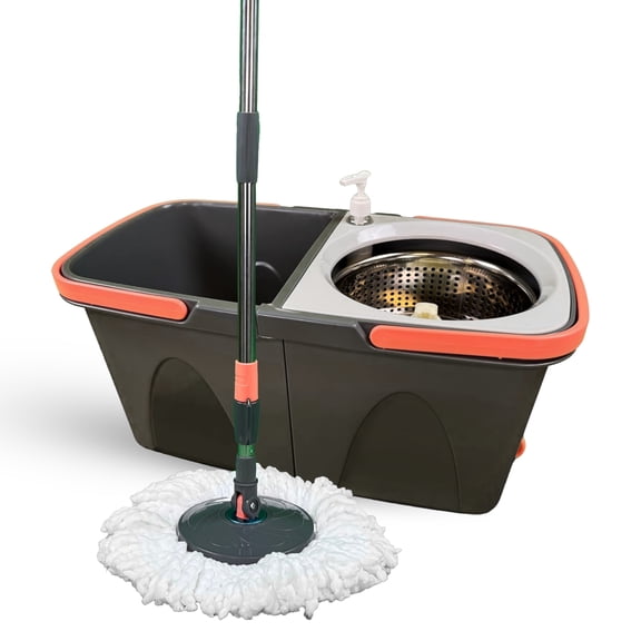 Easy Spin Microfiber Spin Mop and Bucket Set with Handle Cleaning Tools for Home and Kitchen, Splash-Free Design, 360 Rotating Head, Ideal Cleaning Supplies for All Floor Types