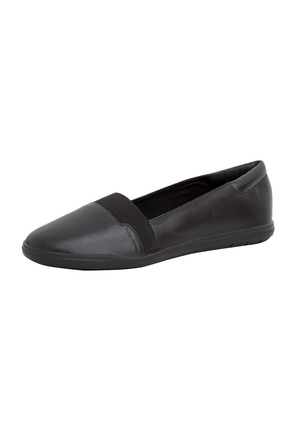 Bounce Round Black Toe Slip On Ultra Light Cushioned Ballet Flats (BLACK, 6.5)