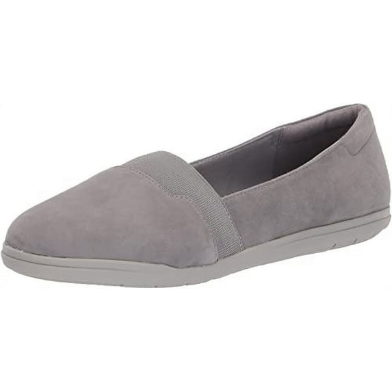 Easy Spirit Bounce Round Medium Gray Wide Toe Slip On Ultra Light Ballet Flat (MEDIUM GRAY, 8.5)