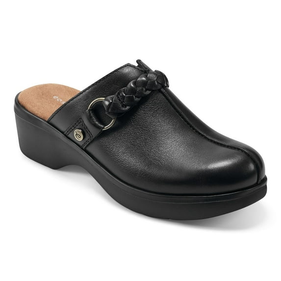 Easy Spirit Penelope Women's Braided Strap Leather Clogs Color: Black Leather Size: 6