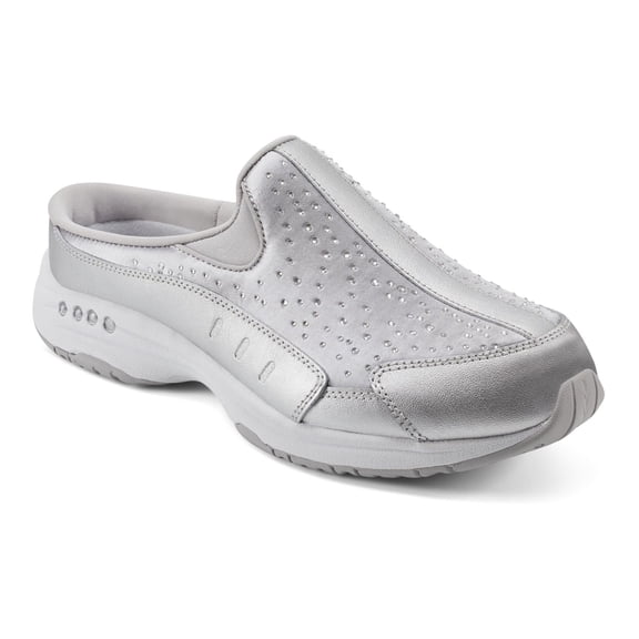 Easy Spirit Travelstone Women's Jeweled Mules Color: Silver Size: 9.5 WIDE