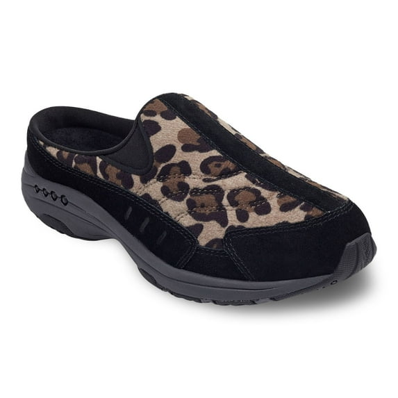 Easy Spirit Traveltime Women's Fashion Mules Color: Black Suede Leopard Size: 7