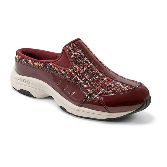Easy Spirit Traveltime Women's Fashion Mules Color: Dark Red Boucle Multi Size: 8.5