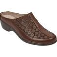 thumbnail image 1 of EASY SPIRIT Womens Brown Perforated Clog Scalloped Arch Support Cushioned Dusk Wedge Slip On Leather Heeled Mules Shoes 6.5 M, 1 of 5