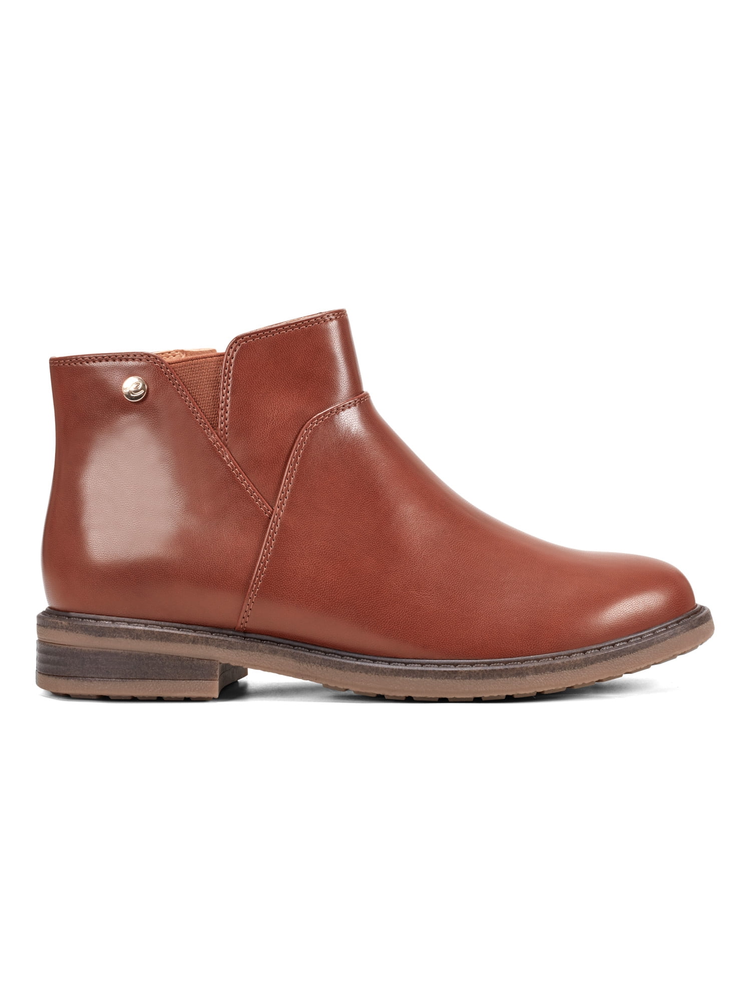 Botin Tipo Chelsea Con Suela Chunky En Cuero Coñac Frida - Sara Pérez