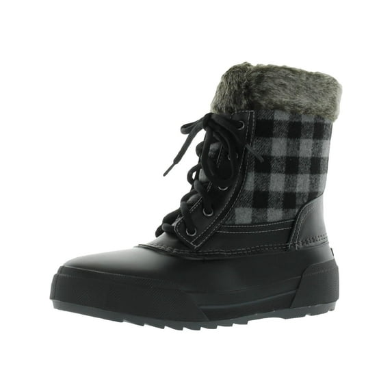 Easy Spirit Womens Ice Queen Plaid Round Toe Duck Winter Ankle Boots