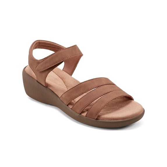 Easy Spirit Women's Kenton Strappy Low Wedge Sandals Cognac Size 7M