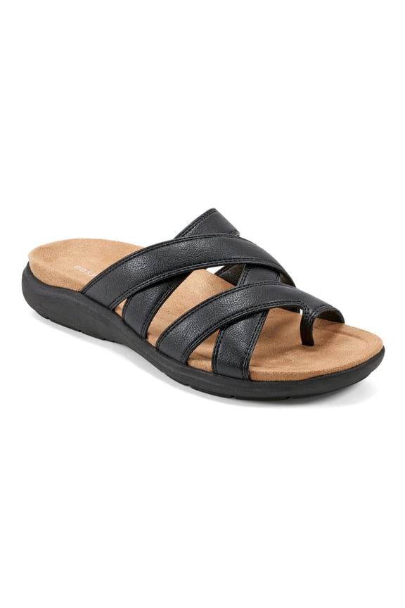 Women's Westly Strappy Toe Loop Slide Sandals Color: Black Size: 7.5