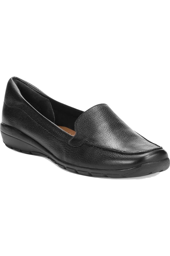 Womens Abide Leather Metallic Loafers Black 7.5 Medium (B,M)