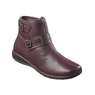 EASY SPIRIT Womens Brown Padded Buckle Accent Aurelia Round Toe Wedge Zip-Up Leather Booties M