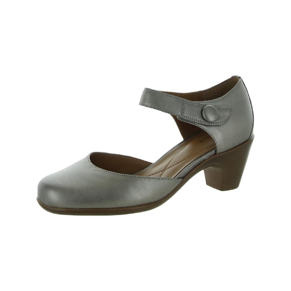 Easy Spirit Womens Clarice Leather Block Heel Mary Jane Heels