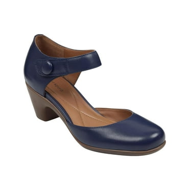Easy Spirit Womens Clarice Leather Block Heel Mary Jane Heels