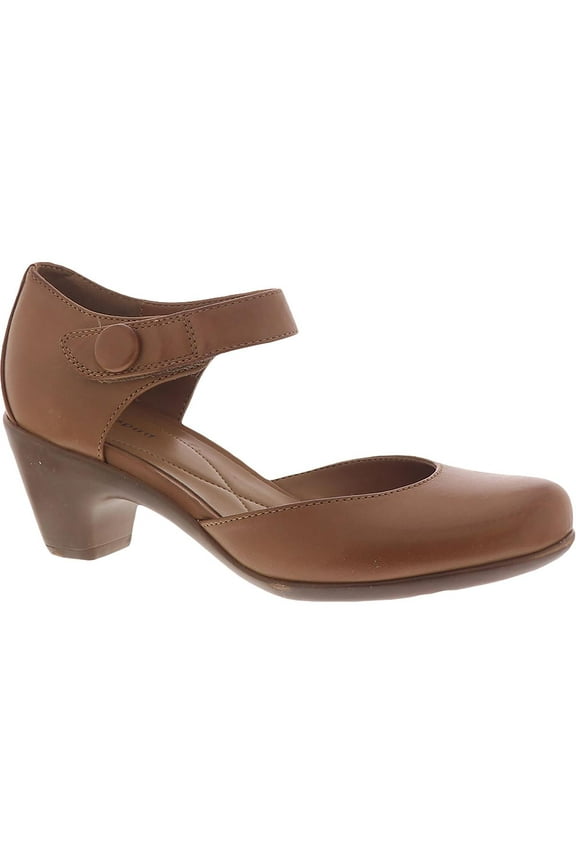 Womens Clarice Leather Mary Jane Heels Brown 10 Narrow (AA,N)