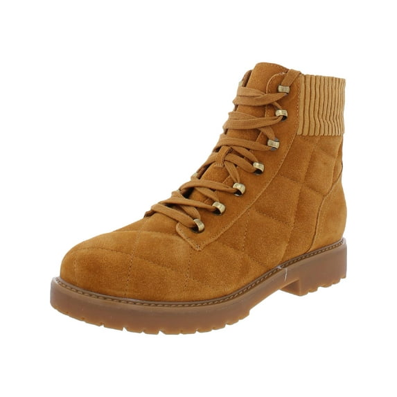Easy Spirit Womens Lakely Suede Quilted Combat & Lace-up Boots