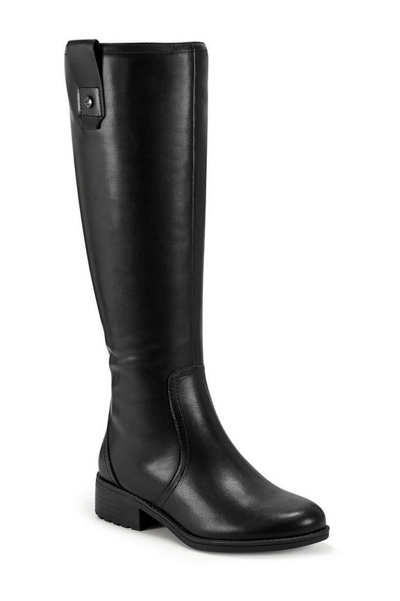 Womens Rhonda Leather Block Heel Knee-High Boots