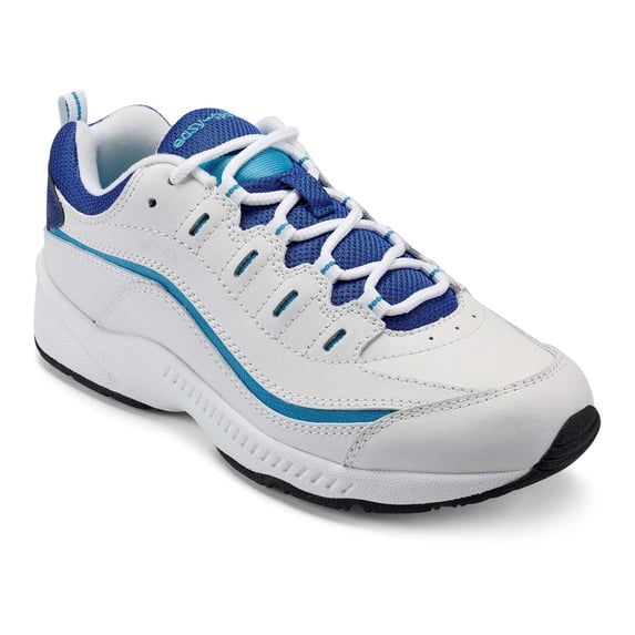 Easy Spirit Romy Women's Fashion Walking Sneakers Color: White Cyan Blue Size: 9.5 XW