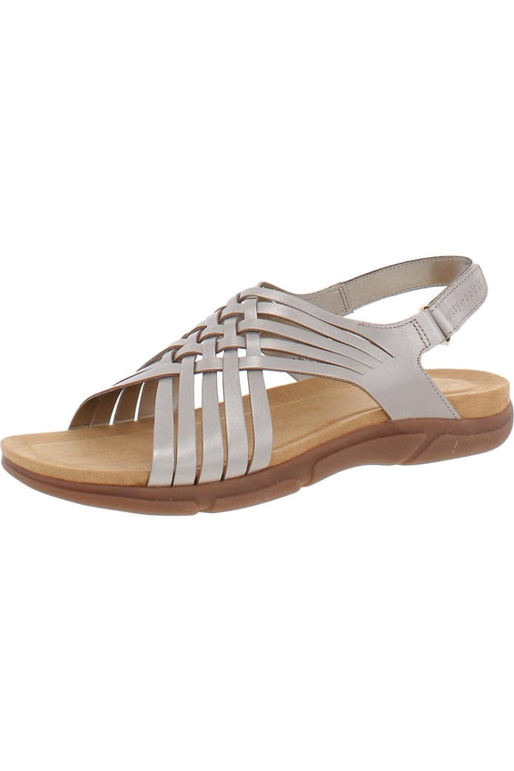 Womens Semar Leather Slingback Flat Sandals