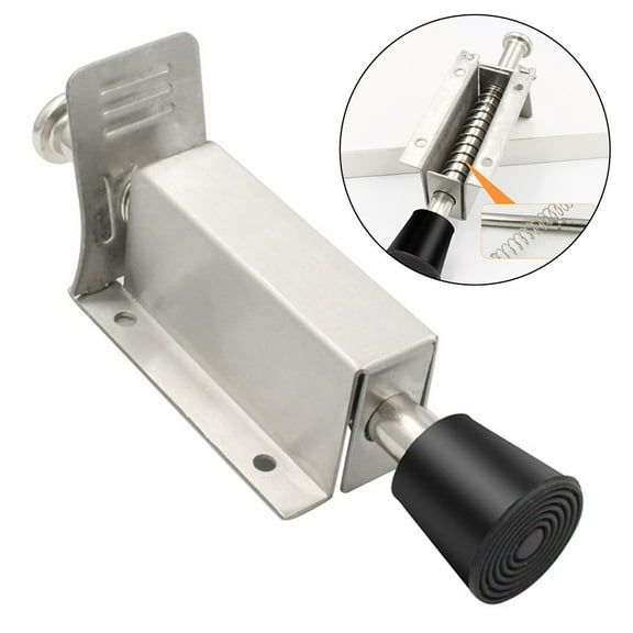 Easy Step On Spring Loaded Door Stopper Zinc Alloy with Soft Rubber Foot