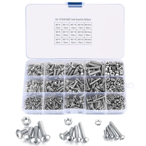 Hex Socket Cap Bolts for Home Communication Ship Assembly, Button Head Screws Assortment Kit in Portable Box, 304 Stainless Steel Easy Storage Screws (520 Pieces)