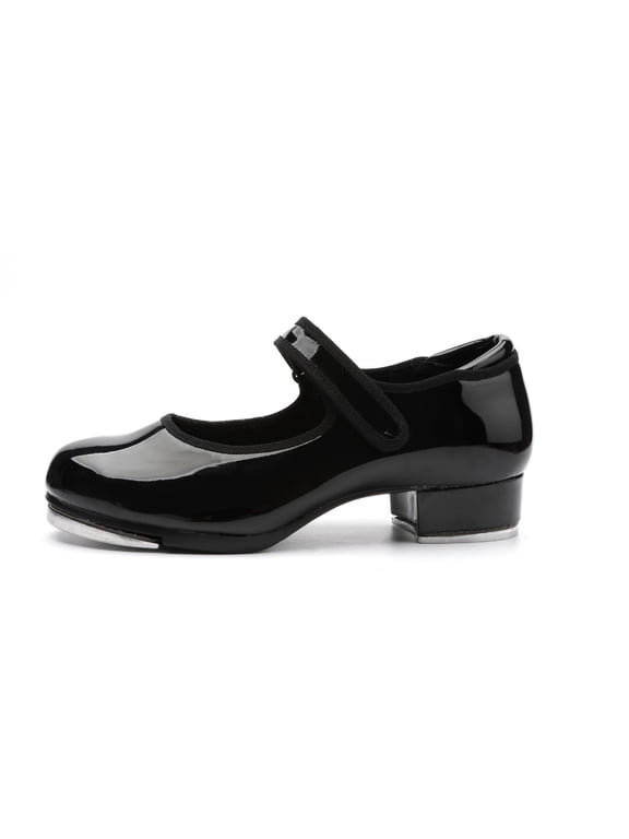 Easy Strap Tap Shoe Dance Flats for Girls and Boys PU Leather Dance Shoes Strap Dancing Shoe Toddler/Little Kid/Large Kid