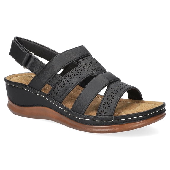 Easy Street Alexi Slingback Women's Wedge Sandals Color: Black Size: 7