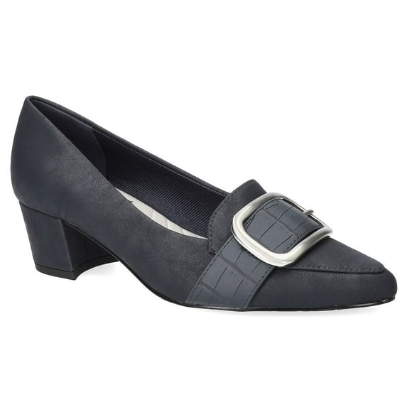 Easy Street Aster Women's Almond Toe Pumps Color: Navy Matte Size: 9 WIDE