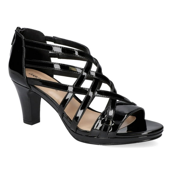 Easy Street Bee Women's Platform Sandals Color: Black Patent Size: 7 WIDE