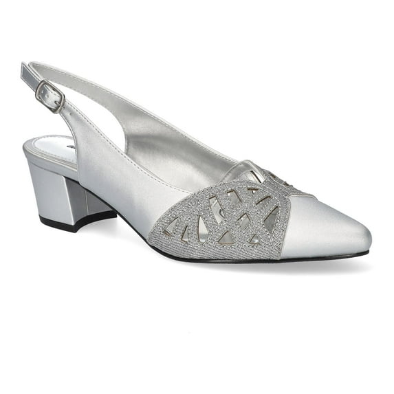 Easy Street Bizzy Women's Slingback Pumps Color: Silver Satin Size: 6