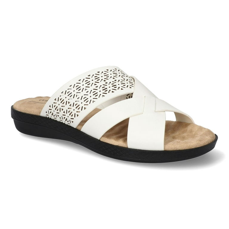 Easy Street Coho Women s Comfort Wave Slide Sandals Color White Size 7 Walmart