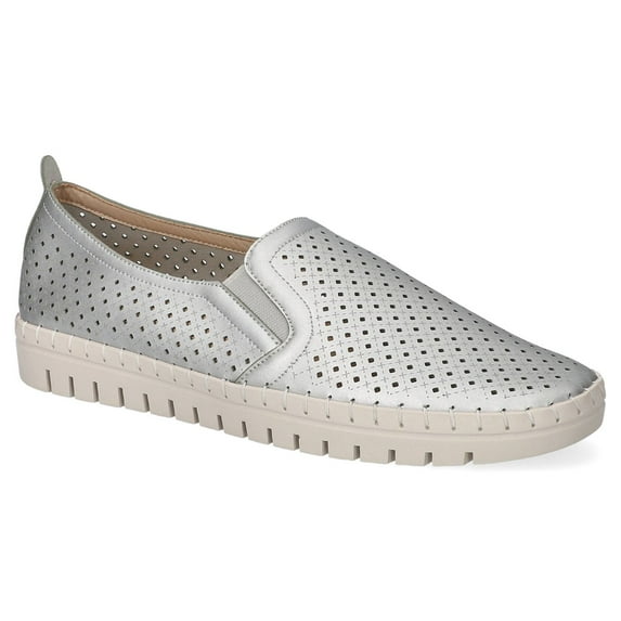 Easy Street Fresh Women's Slip-On Sneakers Color: Silver Size: 8