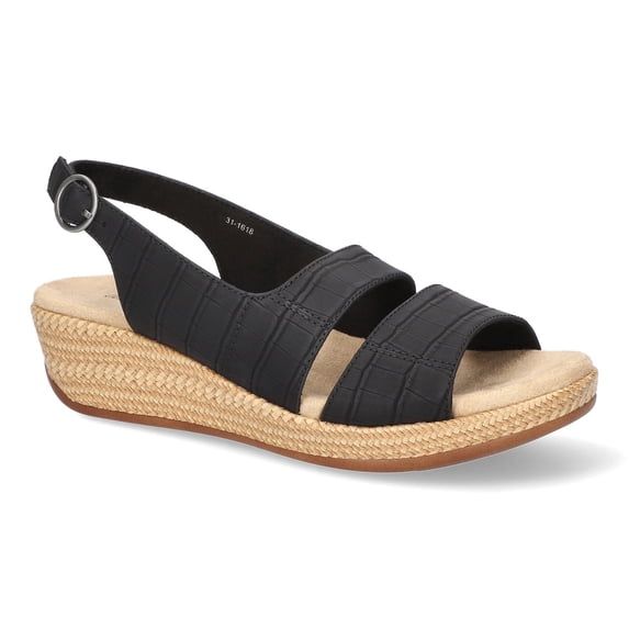 Easy Street Gannett Women's Slingback Wedge Sandals Color: Black Croco Size: 8.5