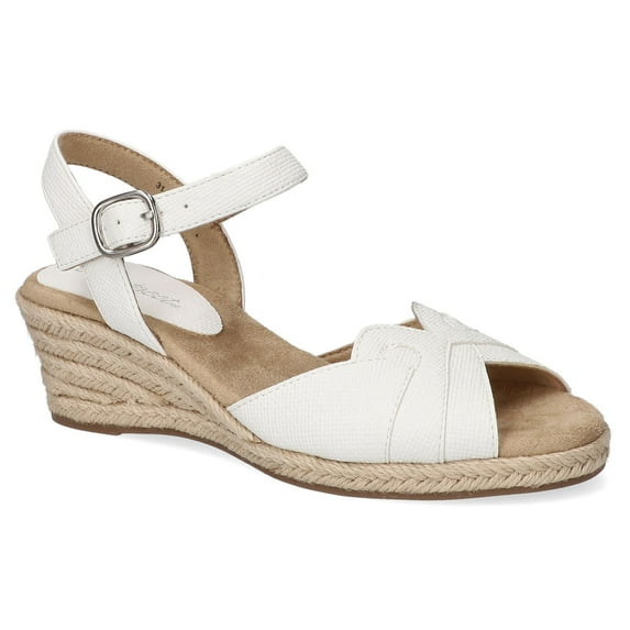Easy Street Miramar Women's Espadrille Wedge Sandals Color: White Size: 8.5 WIDE