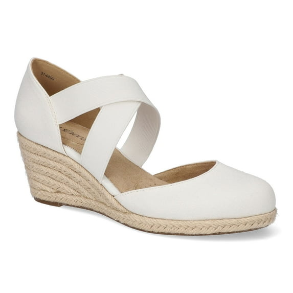 Easy Street Pari Women's Espadrille Wedge Sandals Color: White Canvas Size: 7.5