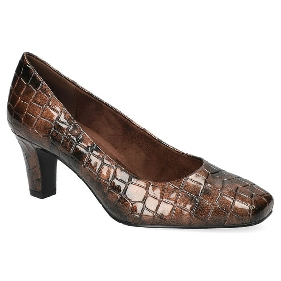 Easy Street Poet Women's Square Toe Pumps Color: Bronze Patent Croco Size: 9 WIDE