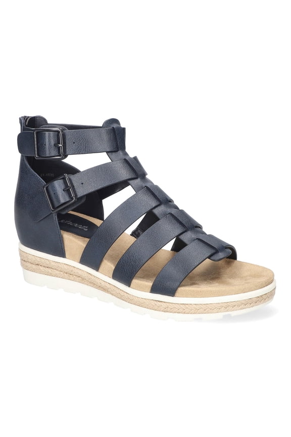 Simone Women's Gladiator Platform Wedge Sandals Color: Navy Size: 7.5