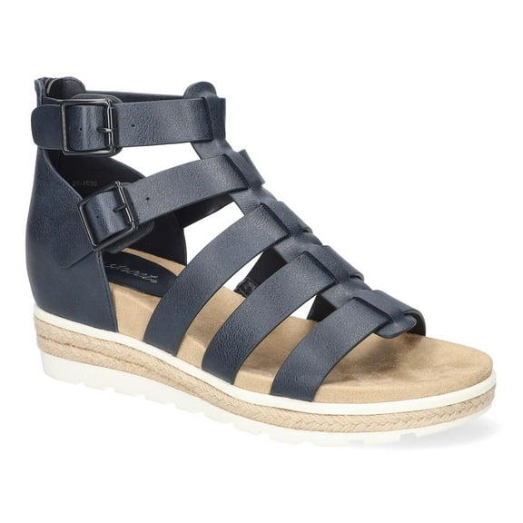Easy Street Simone Women's Gladiator Platform Wedge Sandals Color: Navy Size: 8.5 WIDE