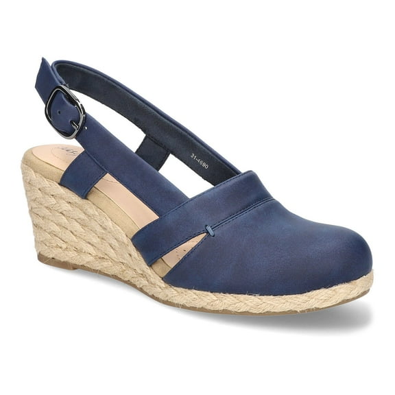 Easy Street Stargaze Women's Espadrille Wedge Sandals Color: Navy Size: 9 WIDE